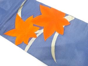 絽　紅葉模様織り出し　名古屋帯